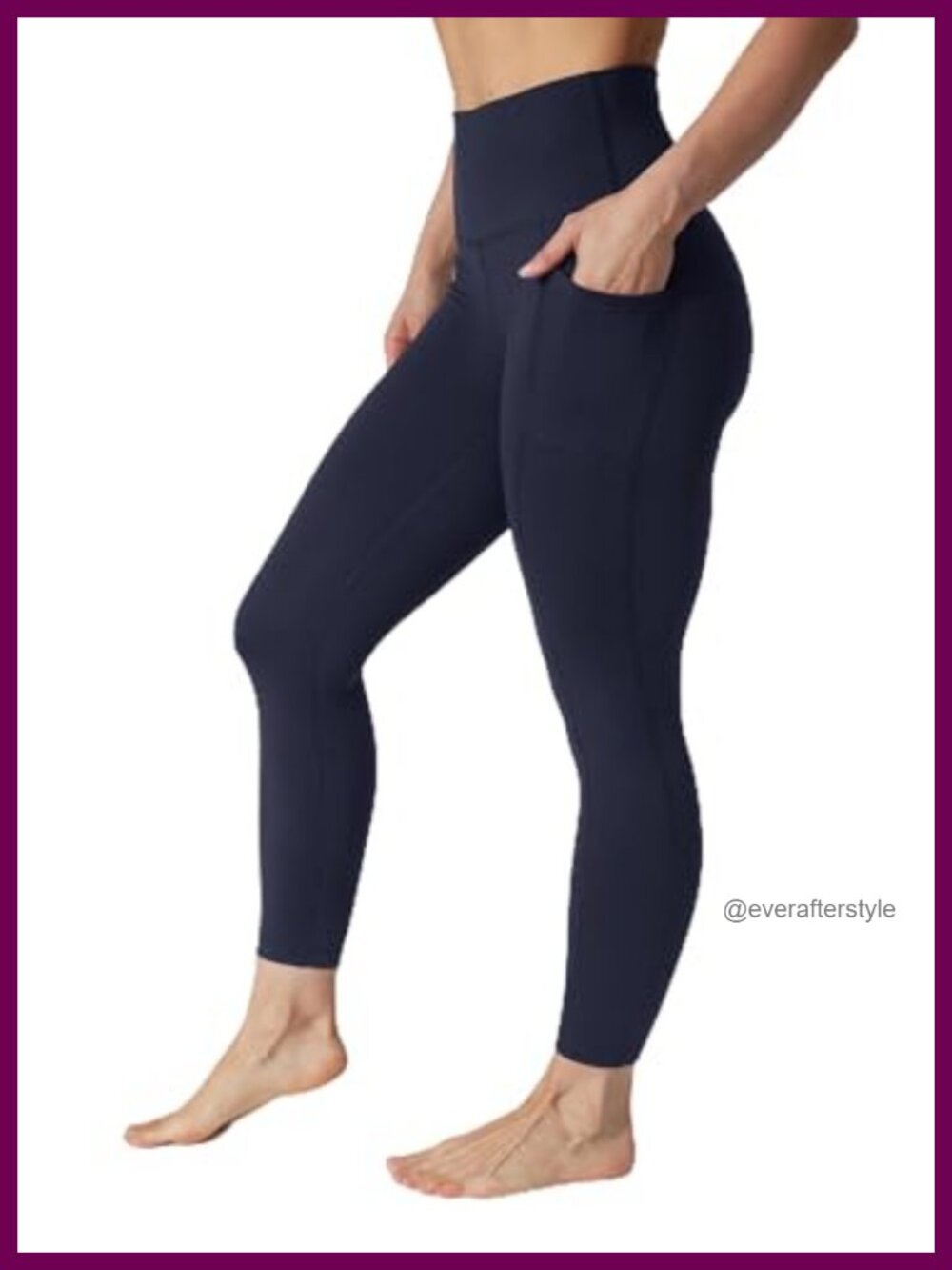 High Waisted Ankle Leggings with Side Pockets, Elastic Free